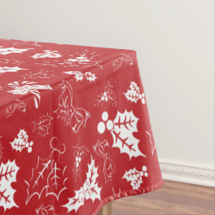 Candy Cane Holly   Red White Holiday Tablecloth