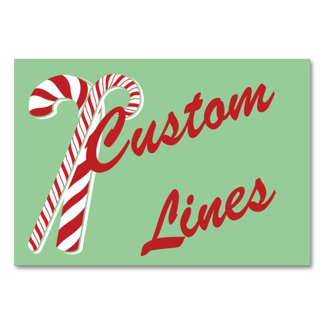 Candy Cane Holly | Retro Custom Table Card 3 x 5 (Front)