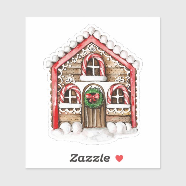 Candy Cane House Christmas Sticker (Sheet)