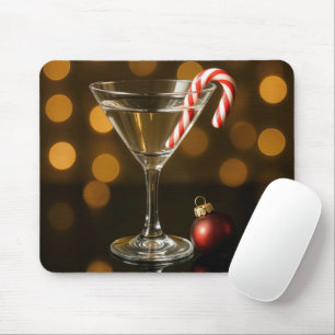 Candy Cane in a Christmas Martini Mouse Pad