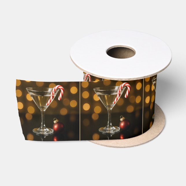 Candy Cane in a Christmas Martini Satin Ribbon (Spool)