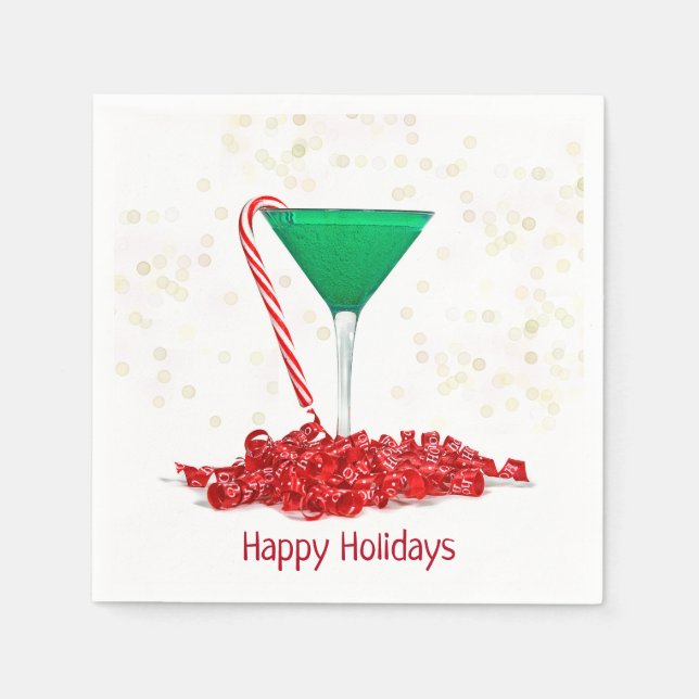 Candy Cane In Martini Glass Napkin (Front)