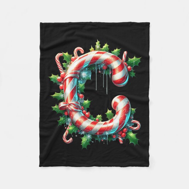 Candy Cane Joyful Holiday Srit C Tank Top  Fleece Blanket (Front)