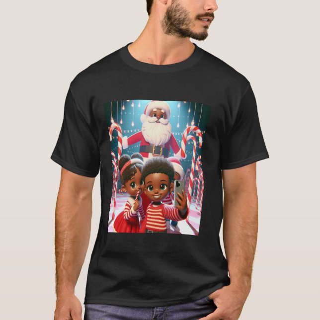 Candy Cane Lane African American Siblings Holiday  T-Shirt (Front)