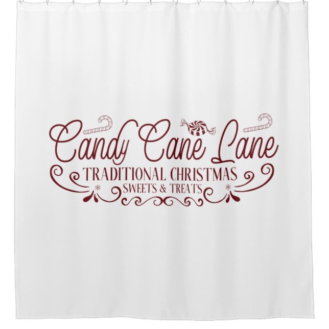 Candy Cane Lane Christmas  Shower Curtain (Front)