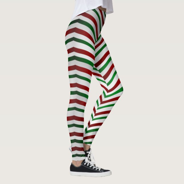 Candy Cane Leggings Cute Christmas Costume Pants (Right)