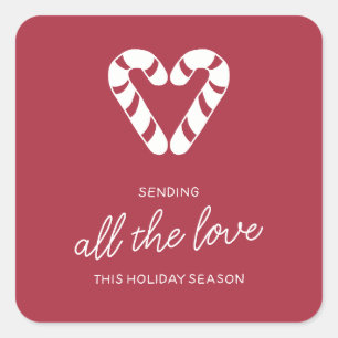 Candy Cane Love Square Sticker