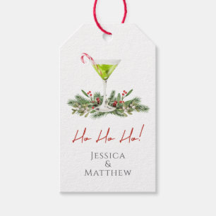 Candy Cane Martini and Mistletoe Couples Holiday Gift Tags