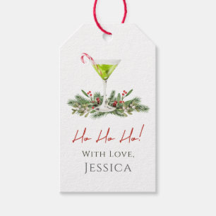 Candy Cane Martini and Mistletoe Holiday Gift Tag