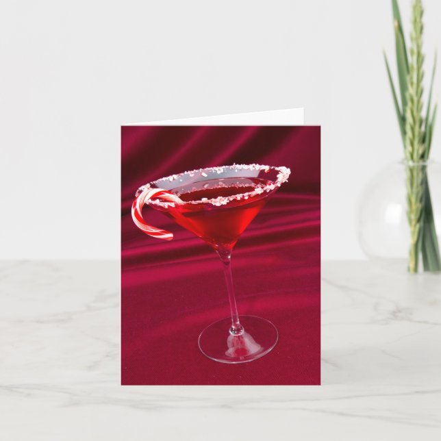 Candy Cane Martini Blank Card (Front)