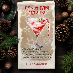 Candy Cane Martini Christmas Cocktail Recipe Tea Towel