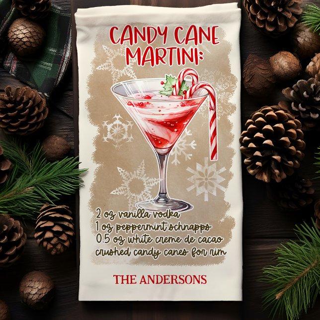 Candy Cane Martini Christmas Cocktail Recipe Tea Towel (Creator Uploaded)