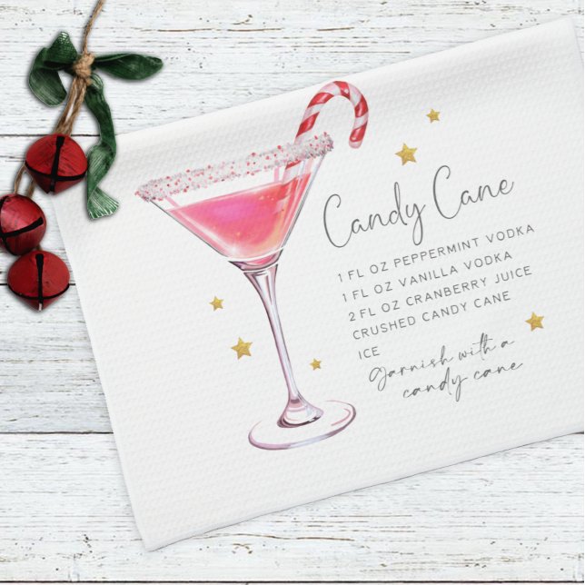 Candy Cane Martini Drink Holiday Christmas Recipe Tea Towel (Creator Uploaded)