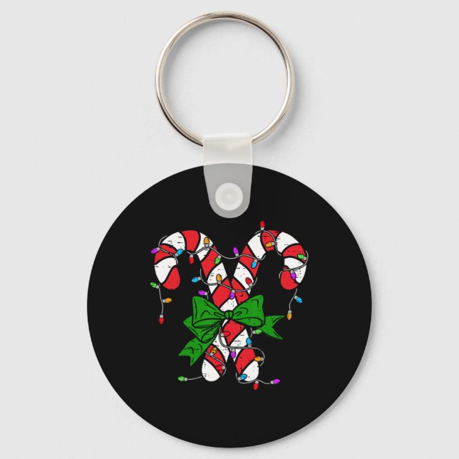 Candy Cane Merry And Bright Christmas Lights Men W Key Ring (Front)