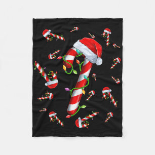 Candy Cane Merry And Bright Red And White Candy Ch Fleece Blanket