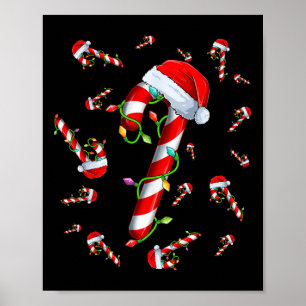 Candy Cane Merry And Bright Red And White Candy Ch Poster