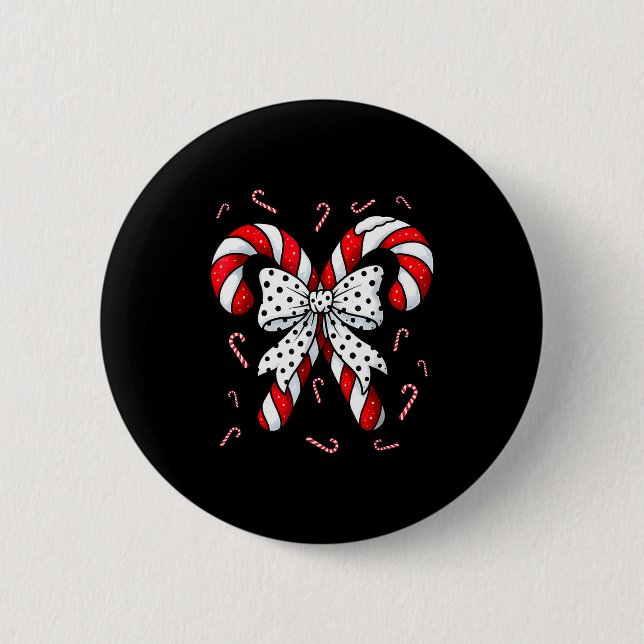 Candy Cane Merry And Bright Red And White Candy Co 6 Cm Round Badge (Front)