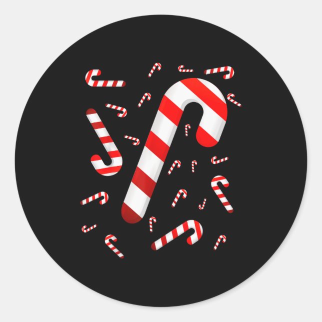 Candy Cane Merry And Bright Red And White Candy Co Classic Round Sticker (Front)