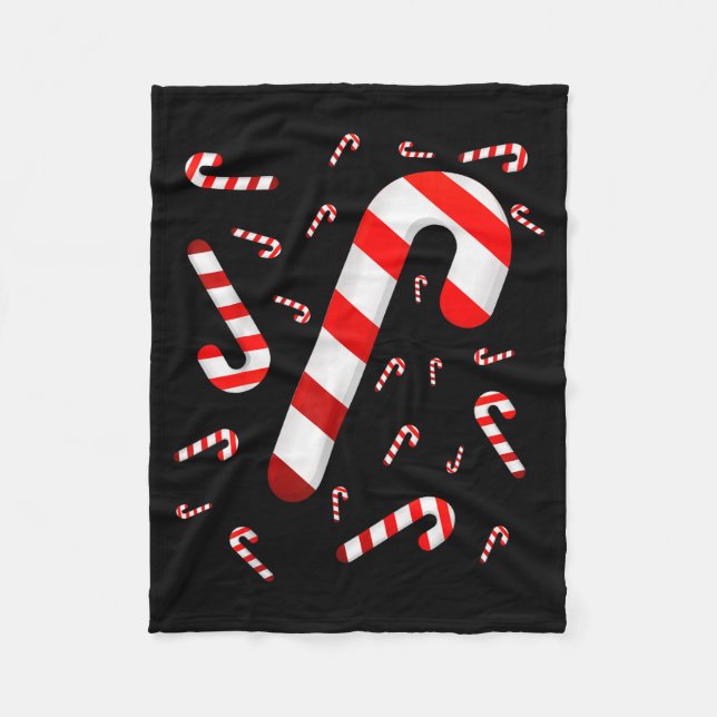 Candy Cane Merry And Bright Red And White Candy Co Fleece Blanket (Front)