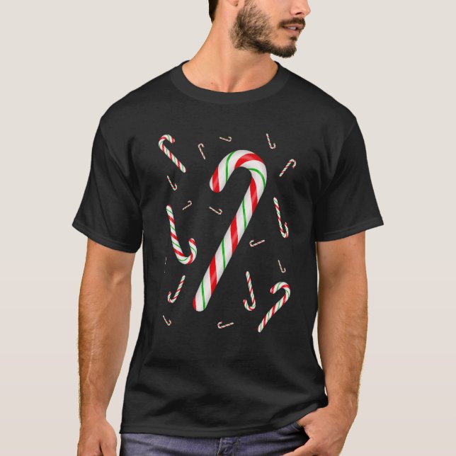 Candy Cane Merry and Bright Red and White Candy Co T-Shirt (Front)