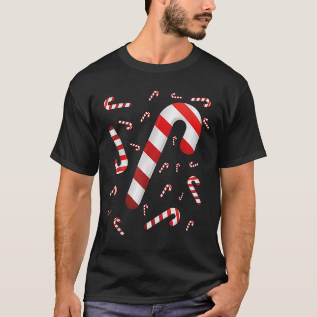 Candy Cane Merry And Bright Red And White Candy Co T-Shirt (Front)