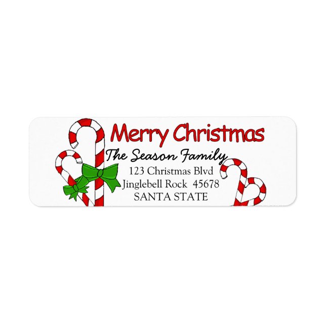 Candy Cane Merry Christmas  address label (Front)