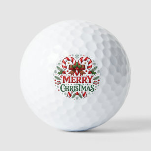 Candy Cane Merry Christmas Golf Balls