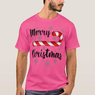 Candy Cane Merry Christmas Red and White Candy Sno T-Shirt