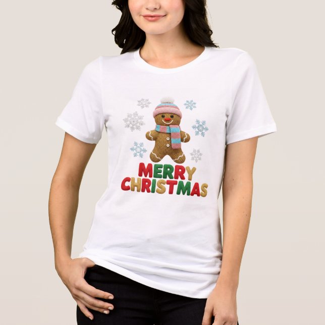 Candy Cane Merry Christmas T-Shirt | Sweet T-Shirt Tri-Blend Shirt (Front)