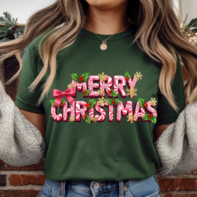 Candy Cane Merry Christmas T-Shirt | Sweet T-Shirt Tri-Blend Shirt (Creator Uploaded)
