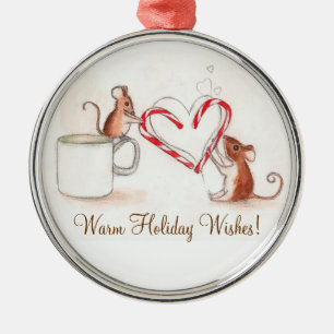 Candy Cane Mice Metal Tree Decoration