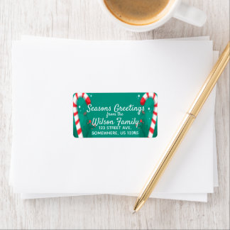 Candy Cane Mint Christmas Seasons Greetings Label