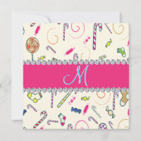 Candy Cane Monogram Hot Pink Diamond Initial