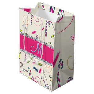Candy Cane Monogram Medium Gift Bag