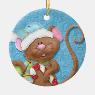 Candy Cane Mouse  Holiday Ornament