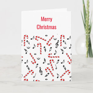 Candy Cane Music Notes Christmas Card