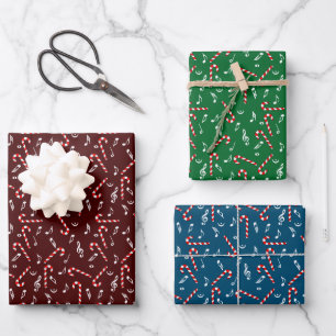 Candy Cane Music Notes  Wrapping Paper Sheet