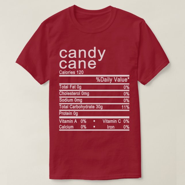candy cane Nutrition Facts label T-Shirt (Design Front)