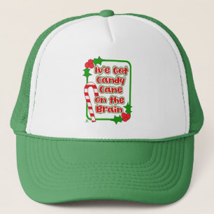 Candy Cane on Brain Christmas Funny Slogan Trucker Hat