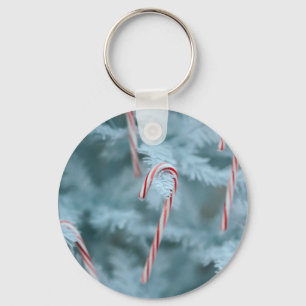 Candy Cane on Tree Key Ring