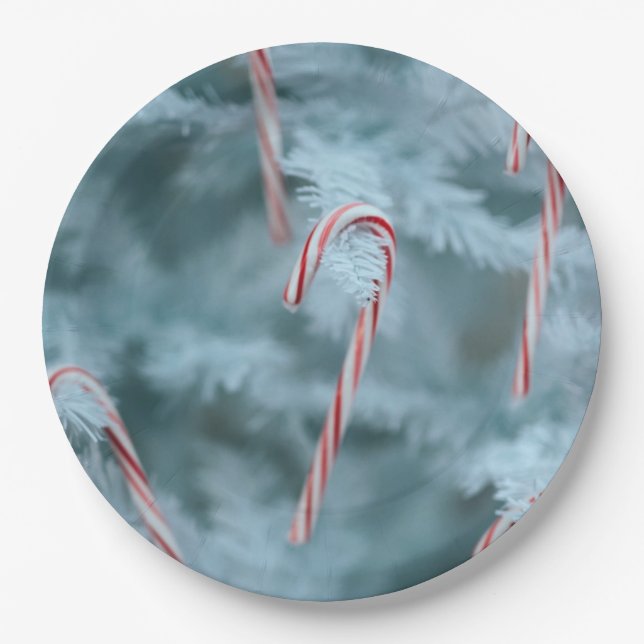 Candy Cane on Tree Paper Plate (Front)