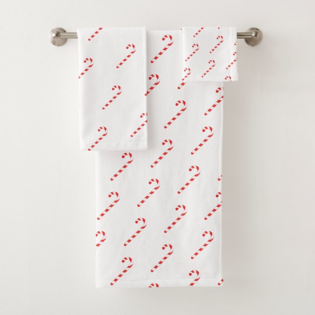 Candy Cane Painting Pattern Bath Towel Set (Insitu)