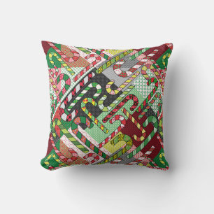 Candy Cane Patchwork Pattern Cushion