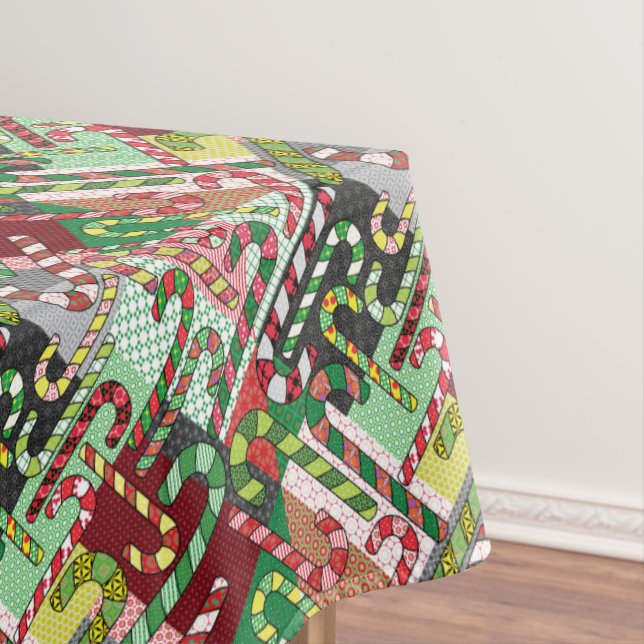 Candy Cane Patchwork Pattern Tablecloth (In Situ)