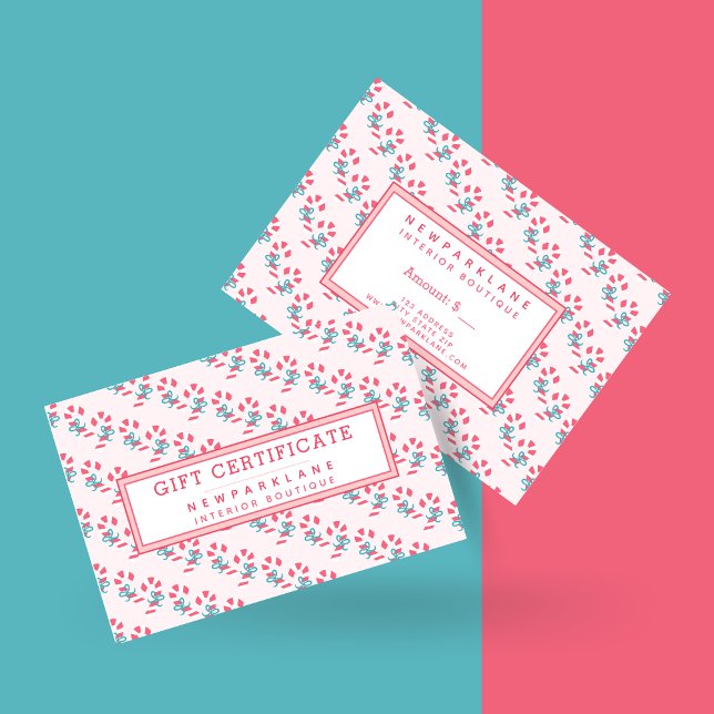 Candy Cane Pattern Pink Christmas Gift Certificate (Creator Uploaded)