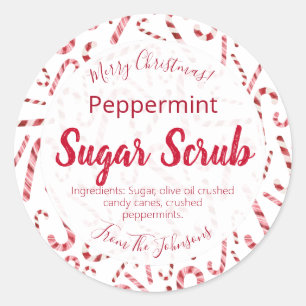 Candy Cane Peppermint Christmas Sugar Scrub Labels