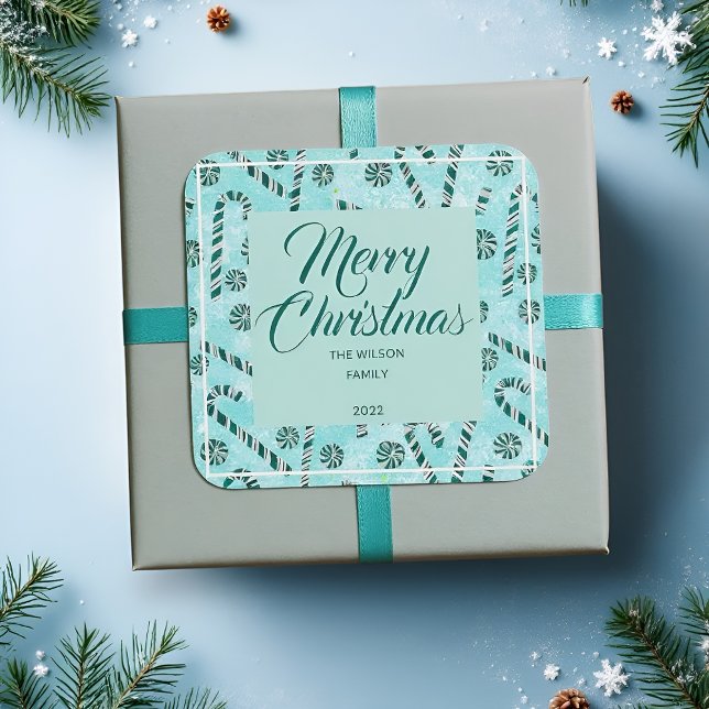 Candy Cane Peppermint  Square Sticker (Creator Uploaded)