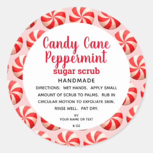 Candy Cane Peppermint Sugar Scrub DIY Classic Round Sticker