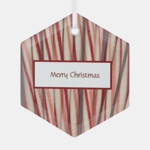 Candy Cane Photo Glass Ornament 