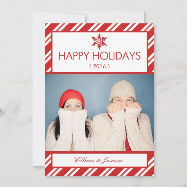 Candy Cane Photo Holiday Flat Card (Front)